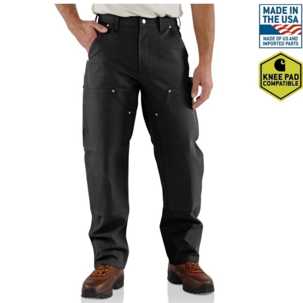 Carhartt Black Double Knee Loose Original Work Pants 42 x 34